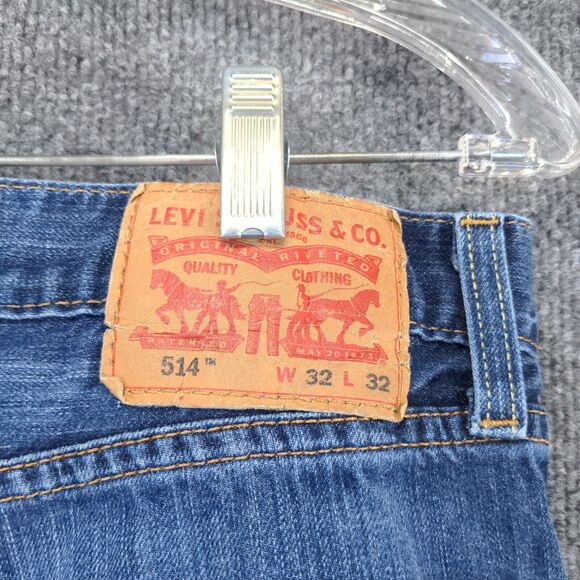 Levi's Men's 514 Jeans Blue 32x32 5-Pocket Whisker Medium Wash - Picture 8 of 12